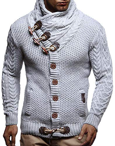 Leif Nelson Herren Strickjacke mit Knöpfen in Regular Fit, Männer Cardigan in Langarm Design, ideal für Casual und Business-Looks
