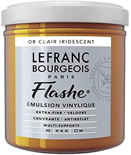 Lefranc Bourgeois Flashe, Extra-Fine Acrylic Vinyl Emulsion, Artists Quality, Light Gold Iridescent, 125ml Pot