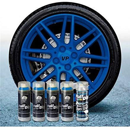FULL DIP Pack Llantas Vinilo LIQUIDO 4 Sprays Azul Brillo