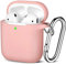 Maledan Compatible with Airpods Case 2 & 1, Silicone Shockproof Protective Case for Airpod Skin Cover, Waterproof [Front LED Visible] Support Wireless Charging with Carabiner, LightPink