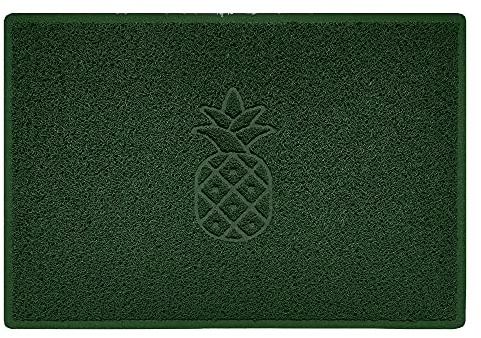 Nicoman Pineapple Embossed Shape Door Mat Dirt-Trapper Washable Barrier Doormat-(Use Indoor or Sheltered Outdoor)-(90x60cm/3x2ft,Large) Green
