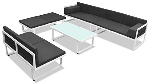 Tidyard Gartensofa-Garnitur Sofa-Set-Gartengarnitur Lounge Sitzgarnitur Gartensofa 2-Sitzer-Sofa-Lounge Esstisch Gartenmöbel-Set Sofa Garnitur Couch-Eck,Aluminium-Rahmen+Textilene