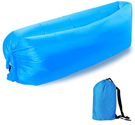 Ergocar Luft Sofa Couch Aufblasbares Luft Couch Tragbar Wasserdicht Liege Luftsack mit Tragebeutel für Camping-Stuhl, Park, Strand, Hinterhof (Blau)