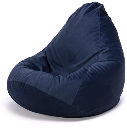 Ecopuf Fuzzy - Sitzsack Pouf Sessel Sack aus Mikrofaser - Hocker zum Sitzen - Puff Sessel Relax - Pouf Sack mit Polystyrolkugelpolsterung - Wohnungseinrichtung - 80x110 cm - Mitternachtsblau A41