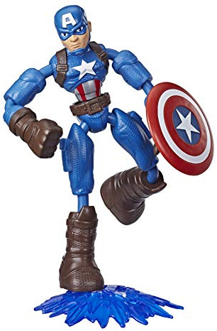 Avengers E7869 Marvel Bend and Flex Action Figure Toy, 6-Inch Flexible Captain America, Includes Accessory, Ages 4 and Up, Multicolor