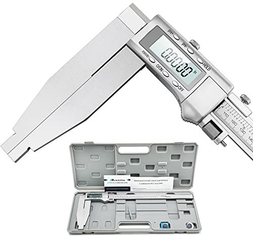 Mxmoonfree 12 Inch Digital Caliper Long Jaw Caliper with 6 Jaw Depth Calipers Measuring Tool All-Metal Frame Large LCD Screen 0.0005/ 0.01mm Resolution (12/ 300mm)