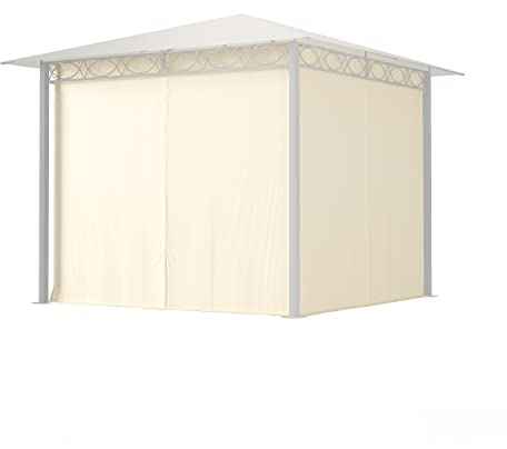 TOOLPORT 4 Seitenteile für Gartenpavillon Rendezvous Premium 3x3 m - Polyester ca. 180 g/m² - mit Reißverschluss - Champagner