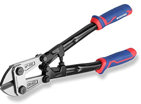 WORKPRO 35,6 cm Bolzenschneider, Tri-Material Griff mit Komfortgriff, Chrom-Molybdän-Stahlklinge, für Stangen, Bolzen, Nieten, Drähte, Kabel und Ketten