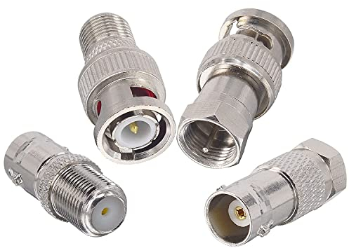 Boobrie 4 BNC-F-Typ HF-Koaxial Koaxial-Steckverbinder-Kit BNC-zu-F-Typ-Adapter BNC-Buchse/F-Stecker auf Stecker/Buchse für CCTV-Videoanwendungen, Antenne