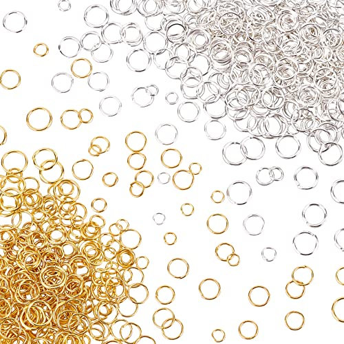 UNICRAFTALE Über 1000pcs 4/5/6/7/8mm Golden & Silver Jump Ring Offene Jump Ringe Eisen Connetor Ringe Schmuckherstellung Finden Für Ohrringe Halsketten Schmuckherstellung