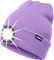 ATNKE LED Beleuchtete Mütze,Wiederaufladbare USB Laufmütze mit Licht Extrem Heller 4 LED Lampe Winter Warme Stirnlampe für Herren und Damen Geschenke/Taro Purple