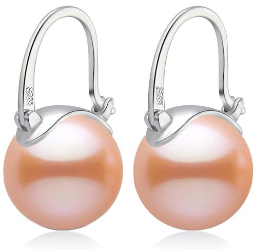 Huge Tomato Damen Perlenohrringe Ohrhänger mit 14mm großen Perlen und 925 Sterlingsilber Verschluss elegante Ohrringe als Geschenk für Frauen