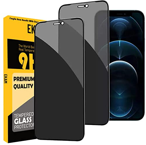 EKAM Privacy Screen Protector For iPhone 13 Pro Max, Anti Spy Tempered Glass [Bubble Free] [Case Friendly] Screen Protector for iPhone 13 Pro Max - 6.7 Inch [2 PACK]