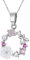 JewelryWe Schmuck Halskette Damen Romantische Kirschblüte Schmetterling Kranz Kristall Anhänger mit Kette Silber
