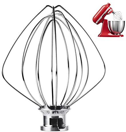 Stainless Steel 6-Wire Whip Attachment for KitchenAid 4.5 and 5 Quart Tilt-Head Stand Mixer, K45WW Whisk Attachment, Balloon Whisk, Heavy Duty, Dishwasher Safe
