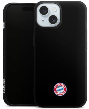 Premium Silikon Hülle kompatibel mit Apple iPhone 15 Handyhülle schwarz Case FC Bayern München Logo FCB