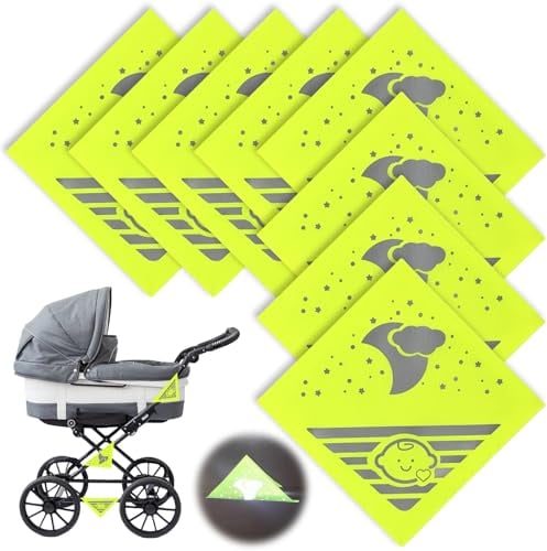 Nizirioo Reflektoren Für Kinderwagen,8 Stück Kinderwagen Reflektoren,12 x 12 cm Reflektoren Kinderwagen Set,Reflektierende Kinderwagen Für Rucksäcke,Allen Kinderwagen,Fahrräder