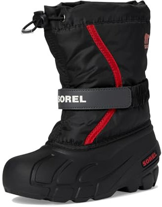 Sorel Flurry Boot Schneestiefel, Black, Bright Red, 30 EU
