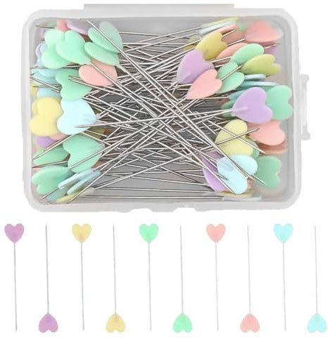VIVIIHOO Stecknadeln Nähen - 200 Stück Herzförmige Head Pins in Mehrfarbig für Quilten, Patchwork, DIY Nähen Handwerk mit Aufbewahrungsbox