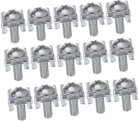 Rack Montageschrauben 100 Stück Silber Stahl gegen Rost | Gerätegehäuse und Serverrack, zum Einbau von Montagematerial, Passend für Netzwerkschrank