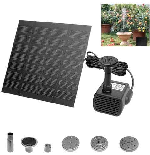 FIVMEN Solar Springbrunnen Solarbrunnen für Draussen 1.8W Solarspringbrunnen mit 4 Düsen Teichpumpe für Teich Vogeltränke Pool Garten Außen (Quadratisch)