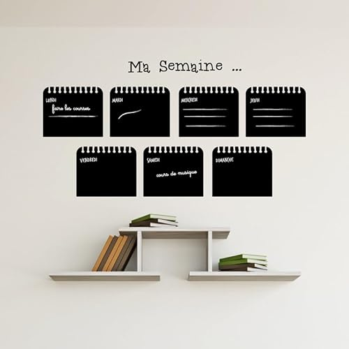 Ambiance Sticker Kreidetafel – Wandaufkleber, selbstklebend, abwischbar, wöchentlich – 85 x 55 cm
