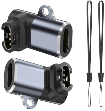 USB C to Garmin Adapter 2-Pack, 90 Degree Adapter for Garmin Venu/Venu 2/Venu Sq2/3/3S/Vivoactive 3/4/4S/Fenix 7/Fenix 6/Fenix 5/Forerunner 945 45 45S 245 Music (2x90 Degree)