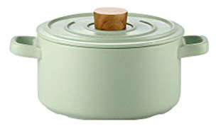 Linmeas-753 Stock Pot with Lid Ceramic Casserole Kitchen Cooking Pot Round Heat Resistant Soup Pot Multifunctional Kitchenware with Wooden Steamer 1.35L/2L/2.6L/3.5L(Size:C)