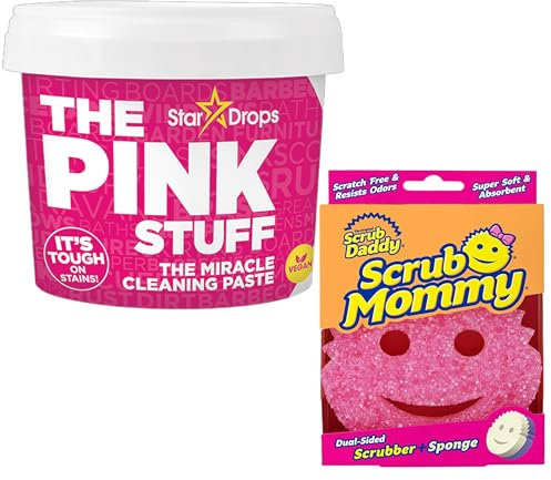 The PINK STUFF - Miracle Cleaning Non-Toxic All Purpose Paste 850g & SCRUB MOMMY - Dual Sided Cleaning Sponge for Kitchen