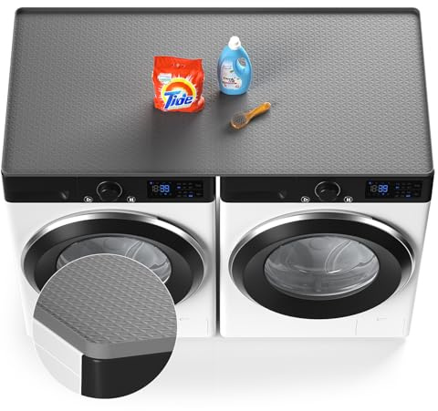 Washer Dryer Countertop Protect Mat, Washer and Dryer Covers for the Top 54 x 27.5 Silicone Washer Dryer Top Cover Protector Mat, Non-slid Waterproof for Laundry Room Organization and Storage