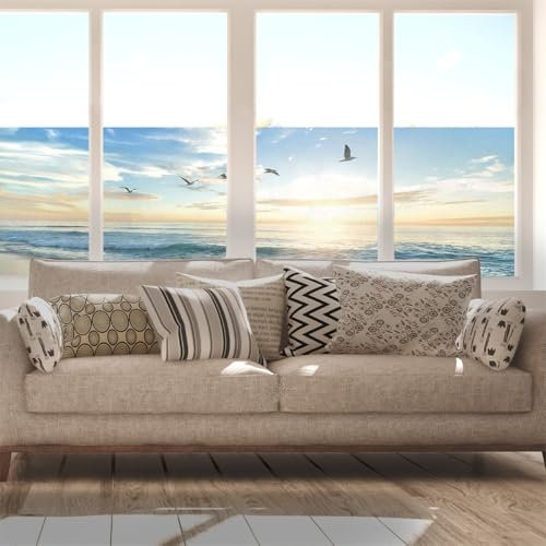 Milchglasfolie 38x120 cm Blaugelbe Wolken Fensterfolie Badezimmer Sichtschutzfolie Fenster Büro Fensterfolie Blickdicht Wiederverwendbar Folie Fenster Sichtschutz Fenster Folie 1 Stück