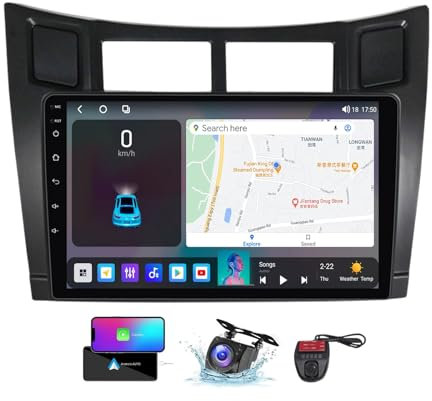 ZZPHKK 9 Zoll Android 13 Double DIN Car DAB+ Radio für Toyota Yaris XP90 2005-2012 mit Wireless CarPlay Android Bluetooth 5.0/4G WiFi/FM RDS Auto Radio Player/Lenkradsteuerung/DSP Stereo(NF-7)