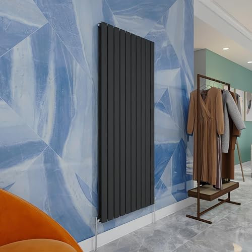 Central Heating Radiator,1600x680mm Anthracite Vertical Flat Double Panel Column Energy-efficient for Morden Multi-Scene