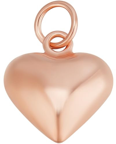 Beebeecraft Ciondolo A Forma di Cuore in Oro Rosa per La Creazione di Gioielli Ciondolo A Forma di Cuore Piccolo e Gonfio 3D per Collana Bracciale Artigianato Fai da Te