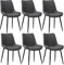 CLIPOP Esszimmerstühle 6er Set mit Metallbeinen, Küchen Stühle für Esszimmer Büro Restaurant (Kunstleder Grau, 6er Essstühle)