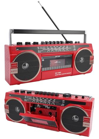 Tragbarer Kassettenkleber Player Rekorder, AM FM SW Radio Stereo mit Stereolautsprechern, Kassettenplayer auf Klebebericht (EU-Stecker)