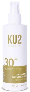 KU2 Cosmetics Anti-Aging Sonnenlotion Spray SPF 30 I Leichtes Sonnenspray mit UVA- & UVB-Schutz I Anti-Falten Pflege für Gesicht & Körper I Wasserfest & Made in Germany I 200 ml
