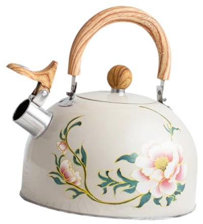 SOIMISS Tetera Silbante Inoxidable con Diseño Floral Hervidor de Agua para Cocina Compacto y Ligero para Estufas de Inducción y Gas