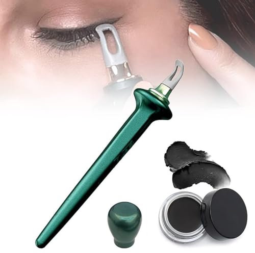 Set eyeliner Arcbelle, strumento multiuso per l'applicazione del trucco, kit eyeliner waterproof e a prova di sbavature, strumento eyelinerS in silicone con crema nera (Green Brush-With Black)
