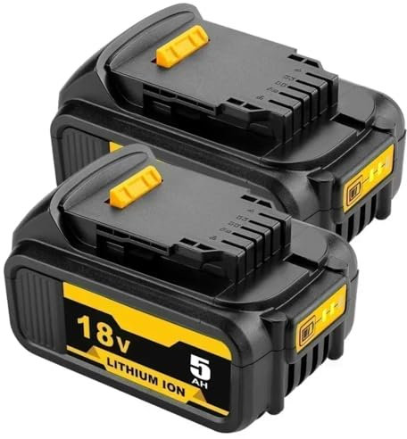 Batterie lithium rechargeable 5 Ah/6 Ah 18 V/20 V max. Compatible avec les outils électriques sans fil Dewalt DCB200, DCB180, DCB185, DCB184, DCB203 et DCB206. Batterie longue durée.(2 Piece 5.0Ah)