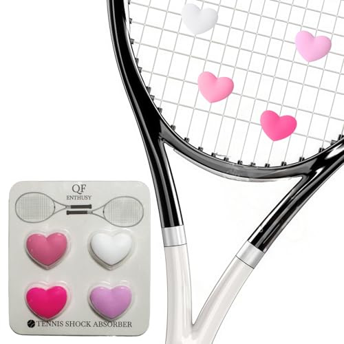 QF ENTHUSY Heart Tennis Dampener, Tennis Racket Vibration Dampener - Cute Racket Shock Absorber (Pink)