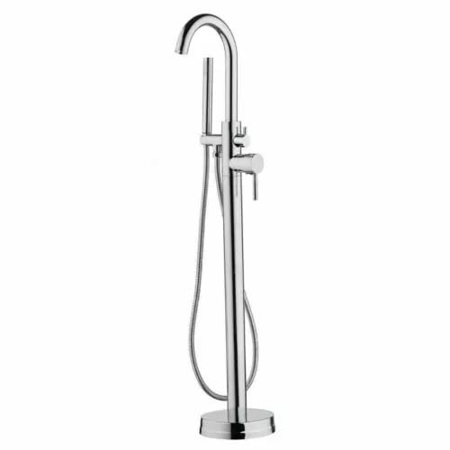 108 cm Freistehende Armatur Bodenstehender Anschlussgröße G1/2'' Wannenarmatur Stehend Handbrause Badewanne mit 1,5 m Langer Schlauch, für Privathaushalte, Hotels, Schulen, Silber