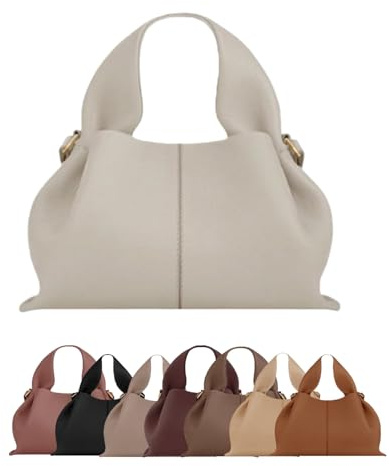 Kuisoe Dumpling Crossbody Bag Damen – Kleine Umhängetasche aus PU Leder mit abnehmbarem Schultergurt, Handtaschen & Geldbörse Design | Verschleißfest & Pflegeleicht Schlicht-elegant
