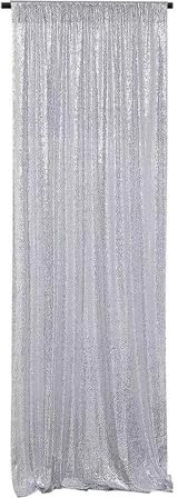 WANYI Pailletten Vorhang 60x240CM Gardinen mit Ösen Glitzer Hintergrund Vorhänge Gardinenschals für Hochzeit Geburtstag Party Deko Weihnachten(Silber)