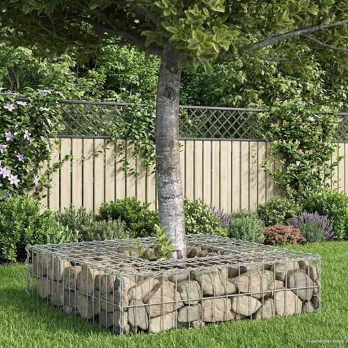 Mokuyary - Cama elevada (80 x 80 x 20 cm, acero galvanizado, jardinera de jardín, bandeja de plantación para cultivar flores, plantas suculentas, terraza, patio, balcón
