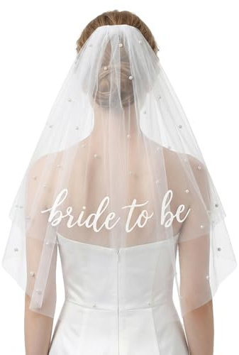 Bride to Be Brautschleier, JGA Accessoires Frauen Schleier Weiße Schleier | Haarschleife mit Perlen und Kamm, Braut JGA Deko Tüll Brautschleier mit Kamm,für Junggesellenabschied Hochzeit Damen Mädchen