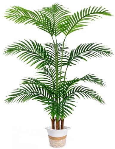 NZQXJXZ 160 cm konstgjord palm med bomullskorg, naturtrogen konstgjord växt