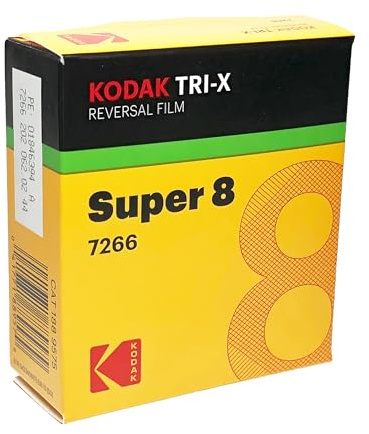 Kodak TXR-464 Tri-X Reversal Black & White, Silent Super 8 Movie Film, 50 Foot Cartridge, Film #7278, ISO 200 / 160, USA