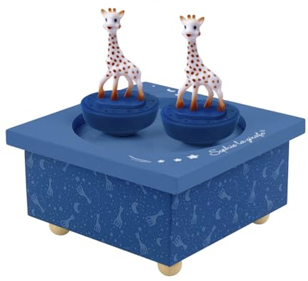 Trousselier 6295195 Spieluhr mit tanzenden Figuren für Kinder, Giraffen, blau, Sophie die Giraffe, magnetisch, Musikbox, Musikspieluhr