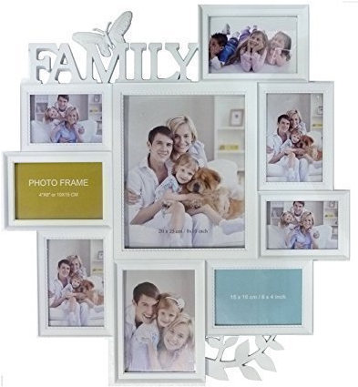 Eurotrade W Ltd LARGE WHITE BUTTERFLY LEAF WALL HANGING FAMILY PHOTO FRAME MULTI PICTURE HOLDER